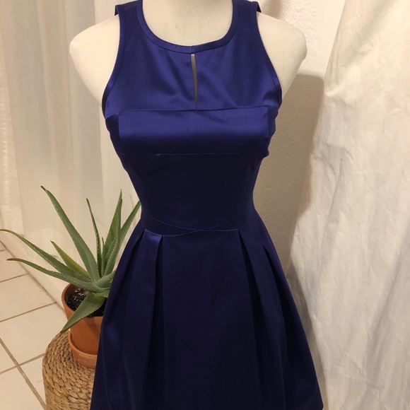 karen millen blue satin dress